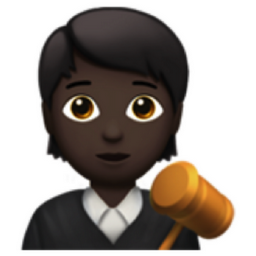 judge: dark skin tone emoji