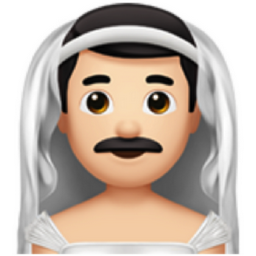 man with veil: light skin tone emoji