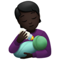 person feeding baby: dark skin tone emoji