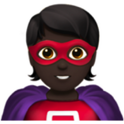 superhero: dark skin tone emoji