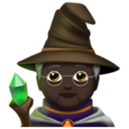 mage: dark skin tone emoji