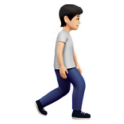 person walking facing right: light skin tone emoji