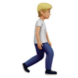 person walking facing right: medium-light skin tone emoji