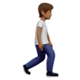 person walking facing right: medium skin tone emoji