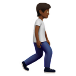 person walking facing right: medium-dark skin tone emoji