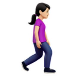 woman walking facing right: light skin tone emoji