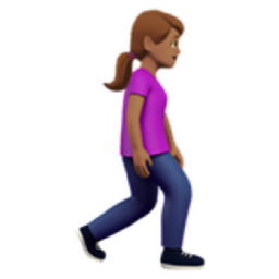 woman walking facing right: medium skin tone emoji