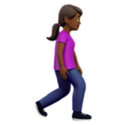 woman walking facing right: medium-dark skin tone emoji