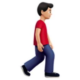 man walking facing right: light skin tone emoji