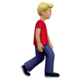 man walking facing right: medium-light skin tone emoji
