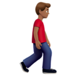 man walking facing right: medium skin tone emoji