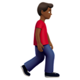 man walking facing right: medium-dark skin tone emoji