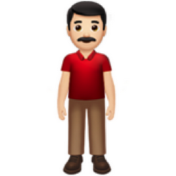 man standing: light skin tone emoji