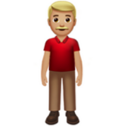 man standing: medium-light skin tone emoji