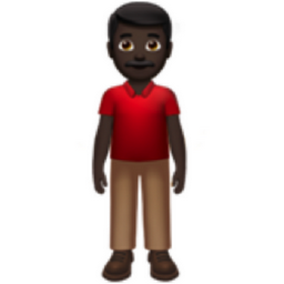 man standing: dark skin tone emoji