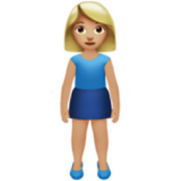 woman standing: medium-light skin tone emoji