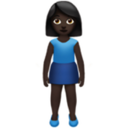 woman standing: dark skin tone emoji