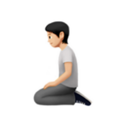 person kneeling: light skin tone emoji