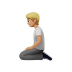person kneeling: medium-light skin tone emoji