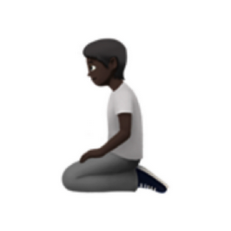 person kneeling: dark skin tone emoji