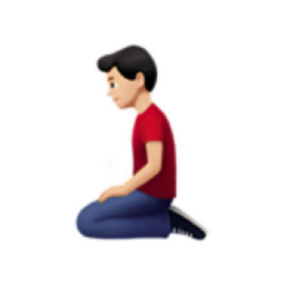 man kneeling: light skin tone emoji