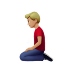 man kneeling: medium-light skin tone emoji