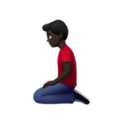 man kneeling: dark skin tone emoji