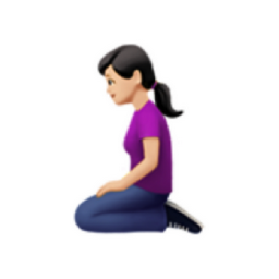 woman kneeling: light skin tone emoji
