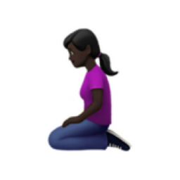 woman kneeling: dark skin tone emoji