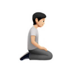 person kneeling facing right: light skin tone emoji
