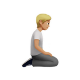 person kneeling facing right: medium-light skin tone emoji