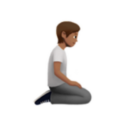 person kneeling facing right: medium skin tone emoji