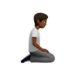 person kneeling facing right: medium-dark skin tone emoji