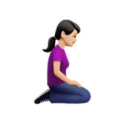 woman kneeling facing right: light skin tone emoji