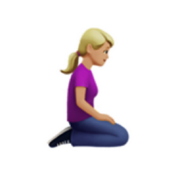woman kneeling facing right: medium-light skin tone emoji