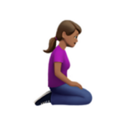 woman kneeling facing right: medium skin tone emoji