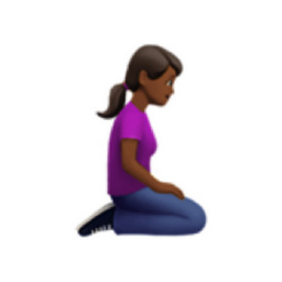 woman kneeling facing right: medium-dark skin tone emoji