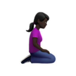 woman kneeling facing right: dark skin tone emoji