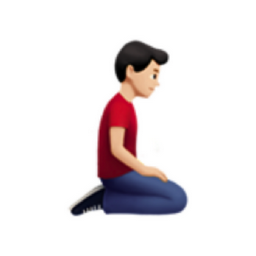 man kneeling facing right: light skin tone emoji