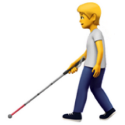 person with white cane emoji