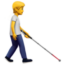 person with white cane facing right emoji