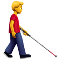 man with white cane facing right emoji