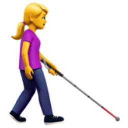 woman with white cane facing right emoji