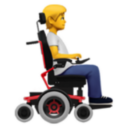 person in motorized wheelchair facing right emoji