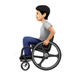 person in manual wheelchair: light skin tone emoji