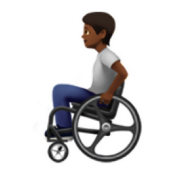 person in manual wheelchair: medium-dark skin tone emoji