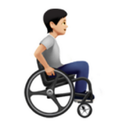 person in manual wheelchair facing right: light skin tone emoji