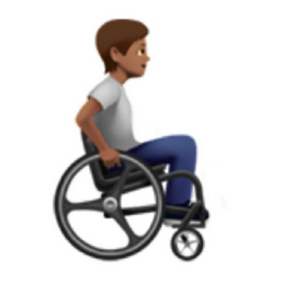 person in manual wheelchair facing right: medium skin tone emoji