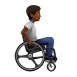 person in manual wheelchair facing right: medium-dark skin tone emoji