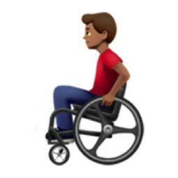 man in manual wheelchair: medium skin tone emoji